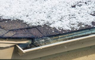 small melting hail on the roof. severe weather concept.
